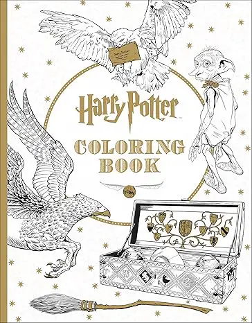 Harry Potter coloring book cover with hippogriph