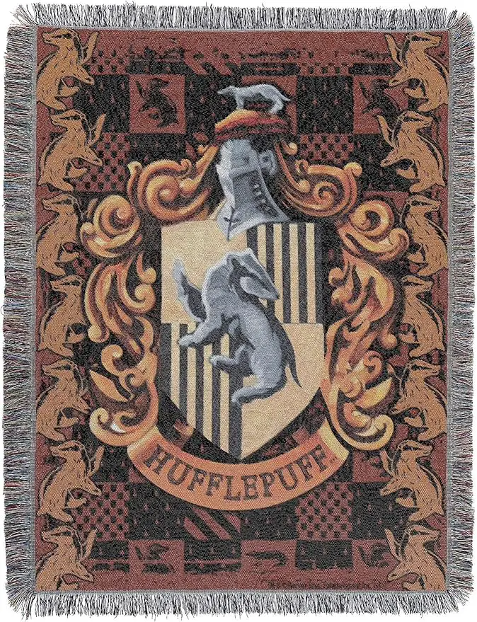 throw blanket with hufflepuff crest